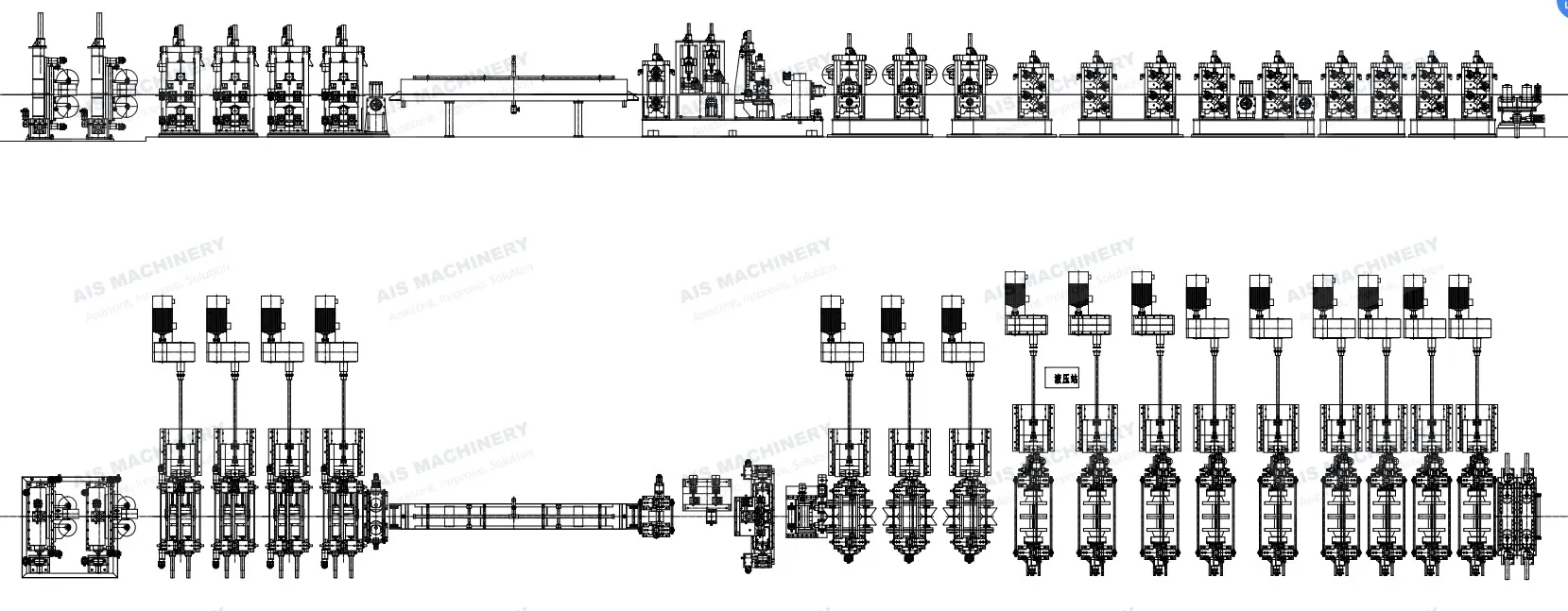 Forming and Final Sizing Section of ERW Pipe Mill Forming and Final Sizing Section of ERW Pipe Mill